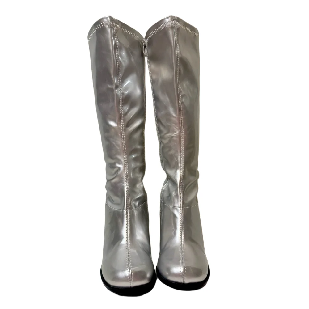 NIB Silver Knee-High GoGo Boots Size 6